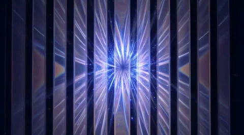 Abstract blue light burst through vertical bars Stock Footage 331458893