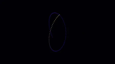 Abstract blue light circle animation loop, glowing neon graphic background .. Stock Footage 337165043