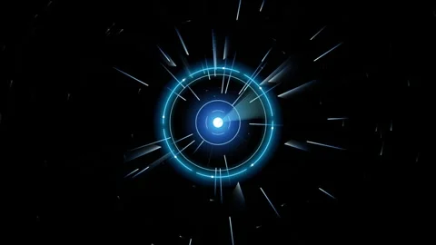 Abstract blue light circle emitting speed rays animation digital futuristic.. Stock Footage 345276945