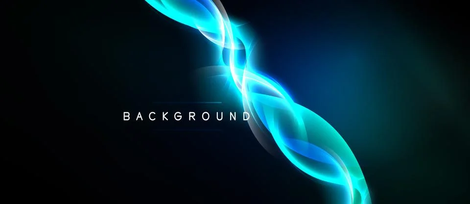 Abstract blue light curves flow across dark background. Modern design element Stock Illustration
