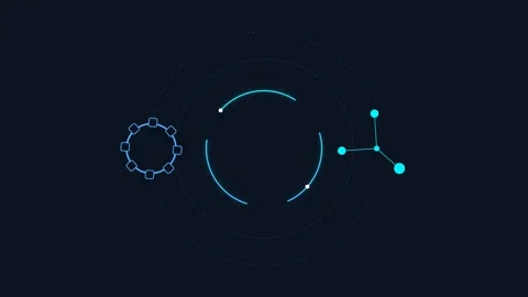 Abstract blue light digital interface elements on a dark background Stock Footage 338312095