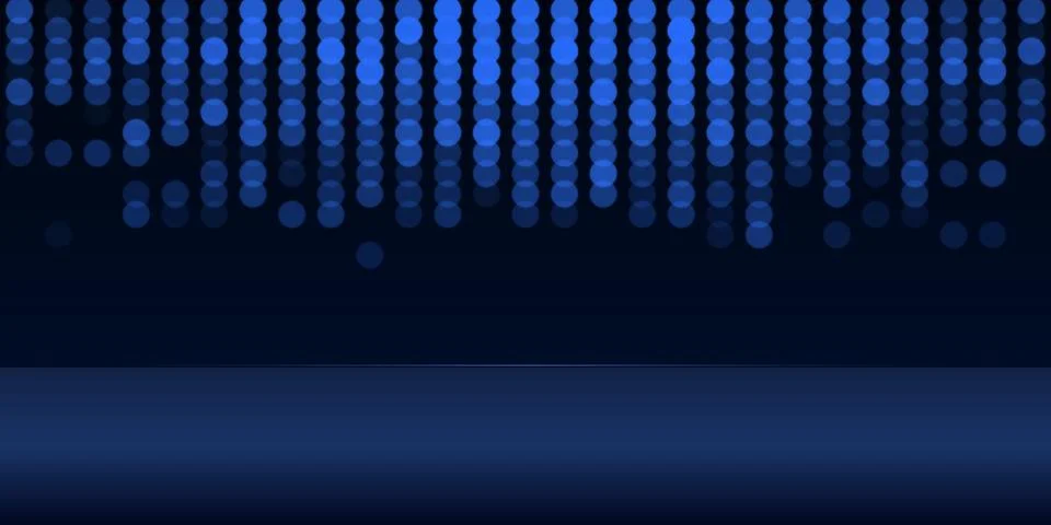 Abstract blue light dots background with dark stage floor Stock Illustration