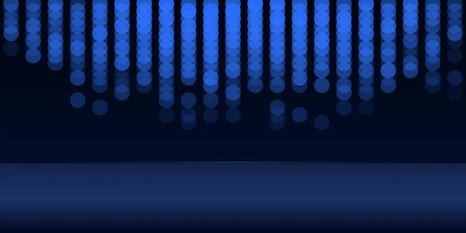 Abstract blue light dots background with dark stage floor イラスト素材