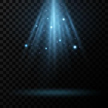 Abstract blue light effect with glitter on a transparent background. Rays wit Illustrazione stock