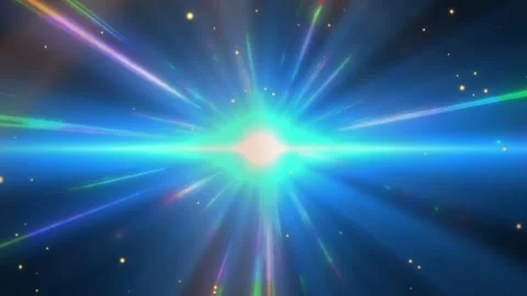 Abstract Blue Light Flare with Floating Particles in Dark Space Stock Footage 341733117