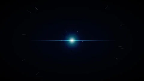Abstract blue light flare with pulsing particles and digital energy rays on.. Vidéo 344860725