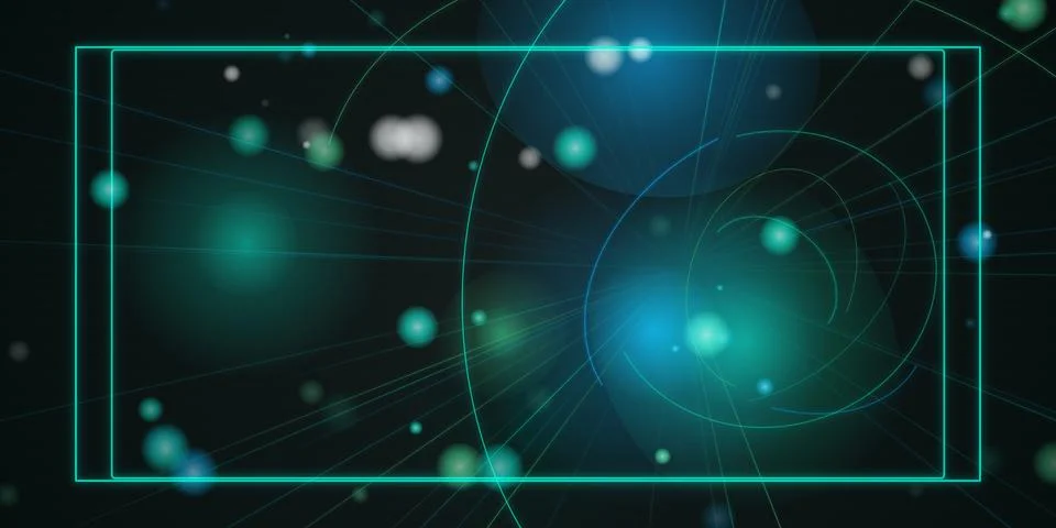 Abstract blue light frame with glowing particles and lines Stock Illustration