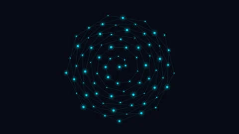 Abstract blue light glowing dots arranged in a complex spiral web pattern Vídeo Stock 336263530