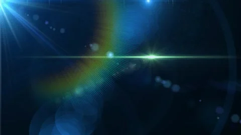 Abstract blue light lens flare effect on a dark background with copy space Stock Footage 346199208