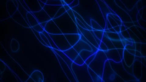 Abstract blue light lines create glowing electric waves on dark background, Stockillustratie