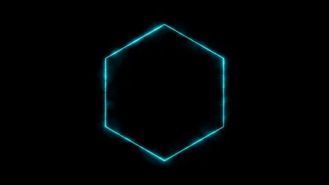 Abstract blue light neon hexagon glowing frame Stock Illustration