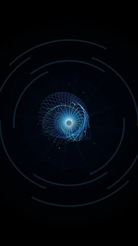 Abstract blue light particle circle background digital technology wave Stock Footage 345492765