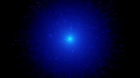 Abstract blue light particles bursting and expanding on black background. Stock Footage 344002606