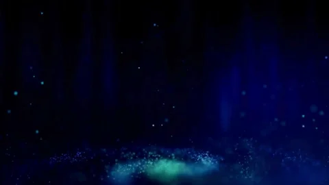 Abstract blue light particles floating on dark background Stock Footage 336050126