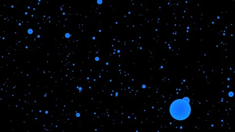 Abstract blue light particles floating randomly against a black background .. Stockbeeldmateriaal 343321903
