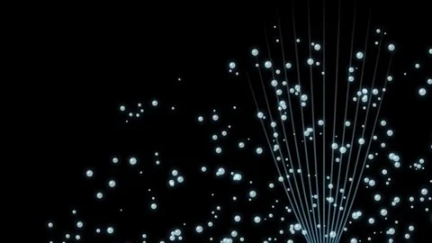 Abstract blue light particles floating upwards with glowing rays against da.. Stock Footage 345897187