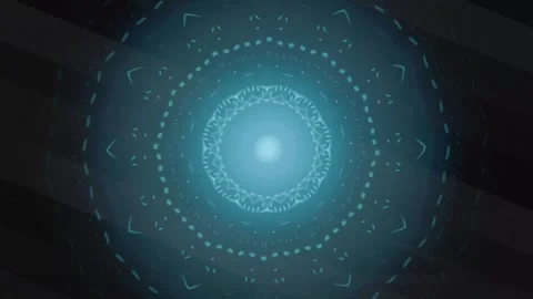 Abstract blue light pattern with circular design on dark background Stock Footage 337389056