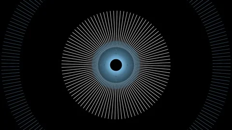 Abstract blue light pattern pulsing with symmetrical circular motion in dar.. Video stock 343479495