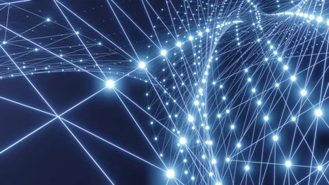 Abstract blue light polygon on black background. 3d rendering Stock Footage 199379192