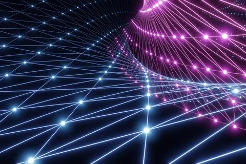 Abstract blue light polygon on black background Stock Illustration