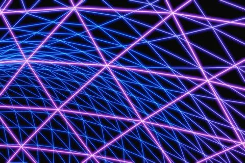 Abstract blue light polygon on black background. 3d rendering Stock Illustration
