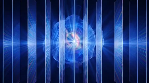 Abstract blue light pulsing through glass panels Stock Footage 331459657