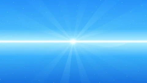 Abstract Blue Light Rays and Glowing Particle Horizon Background Video stock 345592509