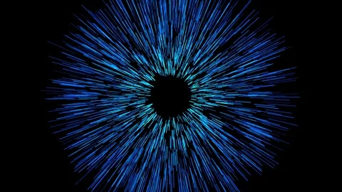 Abstract blue light rays bursting from center on black background Stock-Footage 334175509