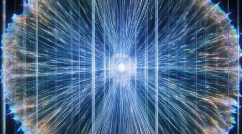 Abstract blue light rays radiating from center Stock Footage 331457558