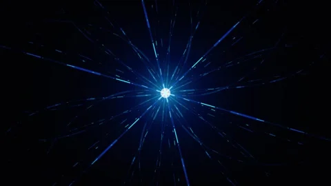 Abstract blue light rays radiating from center, digital network connection .. Stock-Footage 337557988