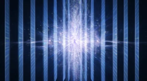 Abstract blue light rays through vertical glass Stock Footage 331458883
