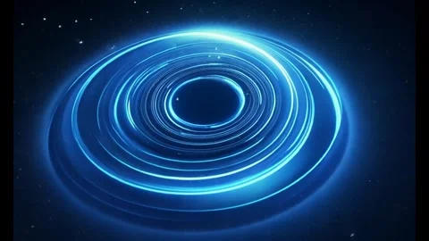 Abstract blue light spiral with particles on a dark background Stock Footage 318948236