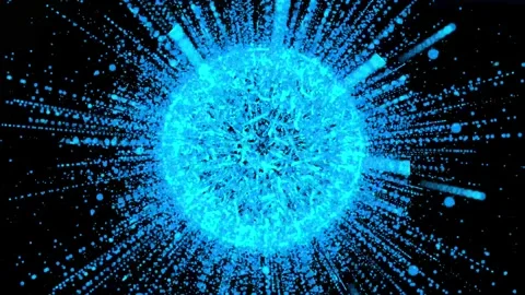 Abstract Blue Light Streaks Exploding from Center on Black Background Stock Footage 334587937