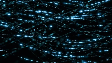 Abstract blue light streaks flow across dark background creating motion Stock Footage 327506973