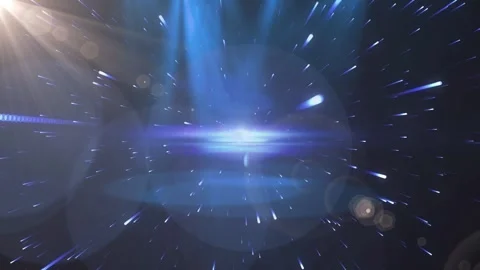 Abstract blue light streaks moving through dark space background with glowing Stock-Footage 343498883