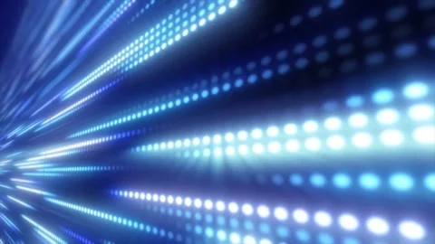Abstract Blue Light Trails: Converging Lines of Bright Bokeh Stock Footage 297015695
