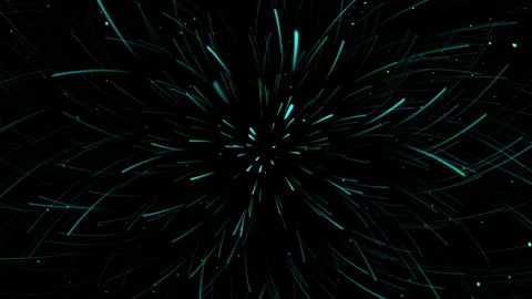 Abstract Blue Light Trails Expanding Radially on Black Background Stock Footage 301354793