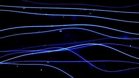Abstract blue light trails flowing smoothly with subtle particles in dark spa Video stock 346811499