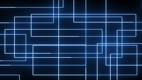 Abstract Blue Light Trails Interweaving into Rectangular Geometric Patterns on 動画素材 331194329