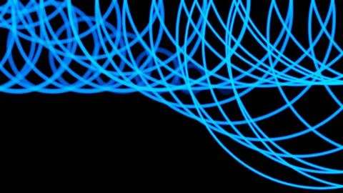 Abstract Blue Light Trails Weaving a Network Against a Black Background Stock Illustration