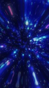 Abstract blue light tunnel with glowing particles and motion blur, represen.. Illustrazione stock