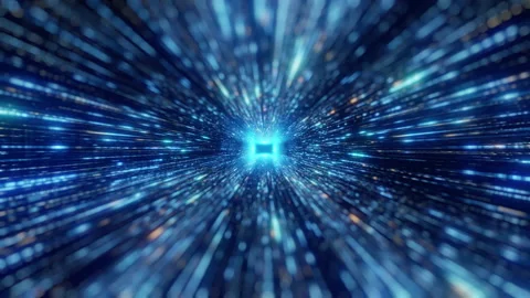 Abstract Blue Light Tunnel Motion Blur Speed Technology Background Stock Footage 331090407