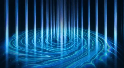 Abstract blue light vortex with vertical beams Stock Footage 331461605