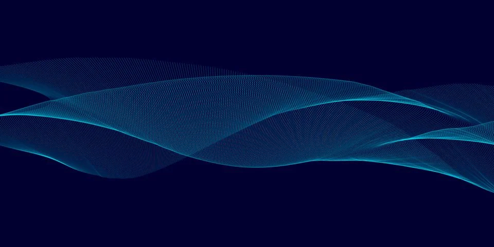 Abstract blue light wave pattern on a dark background Stock Photos