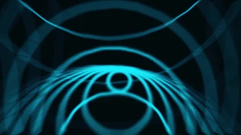 Abstract blue light waves and circles loop light tunnel motion background 動画素材 321171900