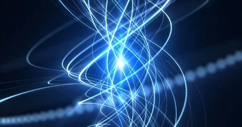 Abstract blue light waves and glowing lines flow dynamically in space, futuri Stock Footage 324957228