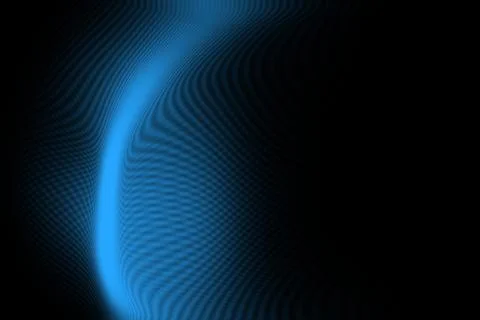 Abstract blue light waves on black background for digital technology Stock Illustration