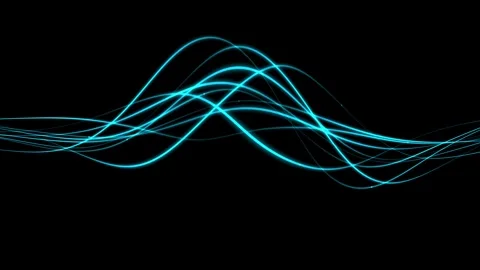Abstract Blue Light Waves Flowing on a Dark Background. Stock Footage 339310074