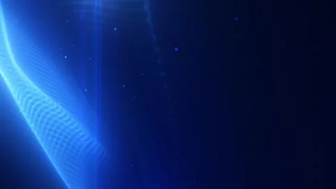 Abstract blue light waves undulate through deep navy darkness. Bright trans.. Stock Footage 346772903