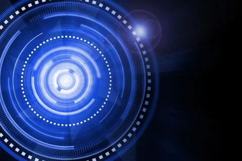 Abstract blue lighting cog time-machine flare background. Stock Illustration